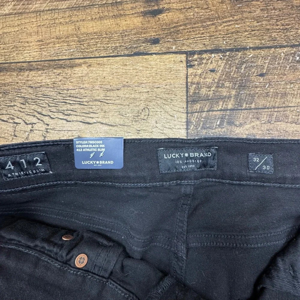 Lucky Brand 412 Athletic Slim‎ Black Ink Jeans Men Size 32x30 2 Way Stretch New
